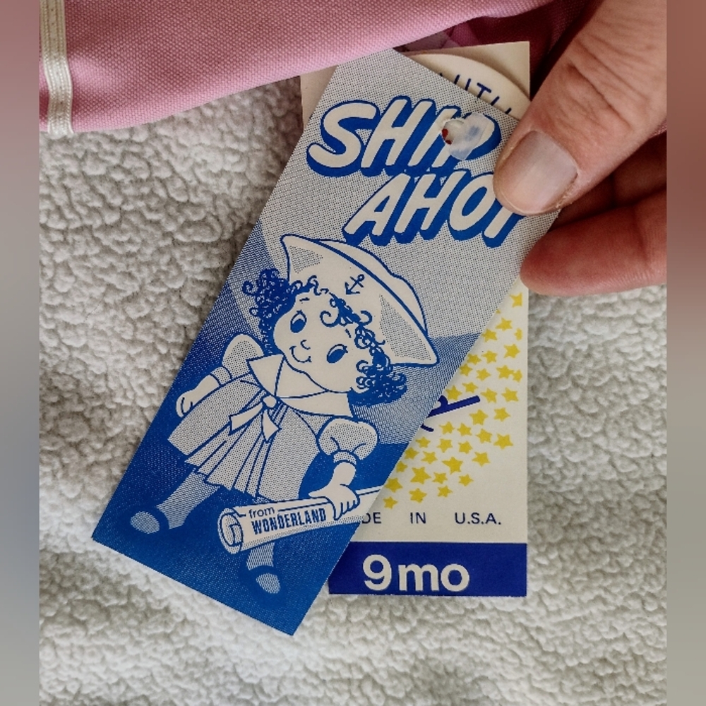 NWT Vintage 1988 Girls 9 Months Pink Nautical Sailor Dress Wonderland USA-Made - Picture 6 of 10